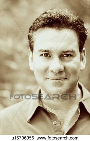 Stock Photograph - Close-up of a mature man smiling. Fotosearch