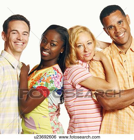 Portrait of two couples smiling View Large Photo Image Stock Photograph - Portrait of two couples smiling. Fotosearch