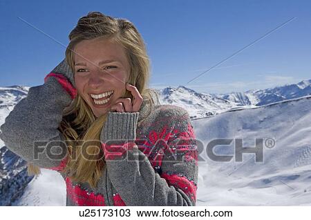 Stock Image - Girl talking on phone. Fotosearch