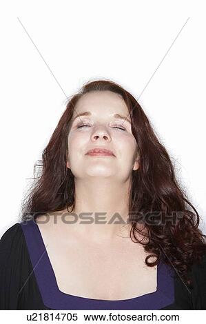Woman with eyes closed and head up. View Large Photo Image Stock Photography - Woman with eyes closed and head up.. Fotosearch