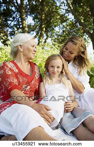 Stock Image - 3 generations together. Fotosearch