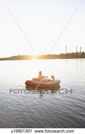 Couple in a raft. View Large Photo Image Stock Photo - Couple in a raft.. Fotosearch