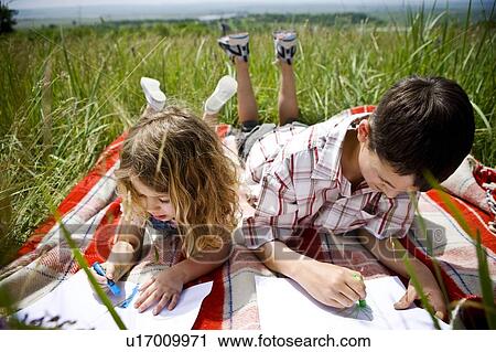 Two children drawing View Large Photo Image Stock Image - Two children drawing. Fotosearch