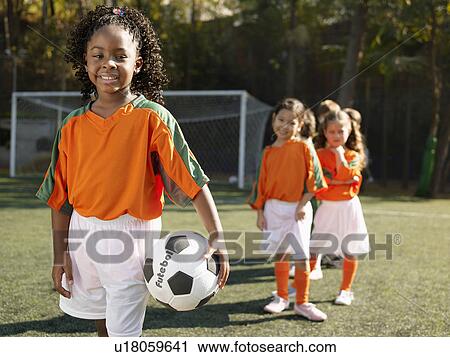 Girls' soccer team (portrait) View Large Photo Image Stock Image - Girls' soccer team (portrait). Fotosearch