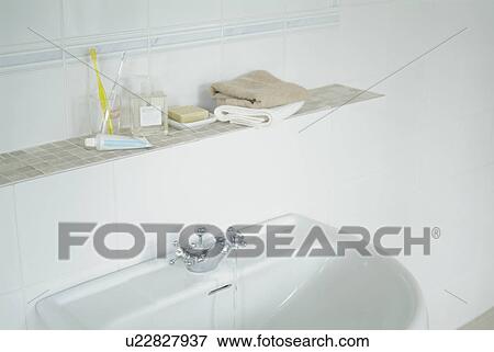 Bathroom sink with water running View Large Photo Image Stock Photo - Bathroom sink with water running. Fotosearch