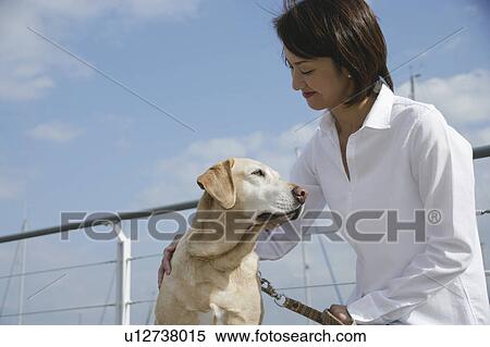 Stock Photography - Young woman and Labrador retriever. Fotosearch
