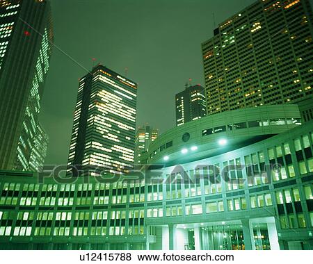 Illuminated high buildings in Shinjuku, Tokyo, Japan View Large Photo Image Stock Photo - Illuminated high buildings in Shinjuku, Tokyo, Japan. Fotosearch