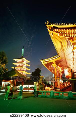 Stock Photograph - Illuminated Sensoji, Tokyo, Japan. Fotosearch
