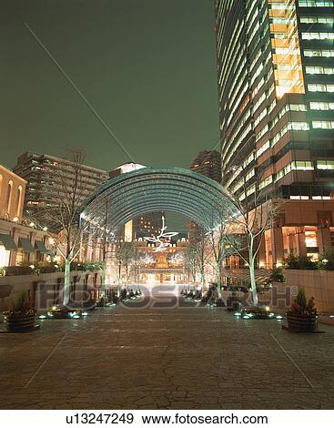 Stock Photo - Illuminated shopping mall, Ebisu, Tokyo, Japan. Fotosearch