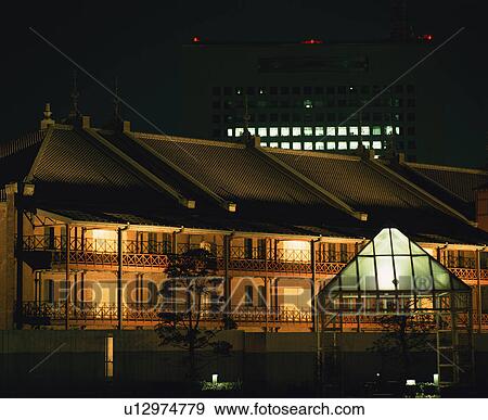 Illuminated Warehouse in Yokohama, Japan View Large Photo Image Stock Photo - Illuminated Warehouse in Yokohama, Japan. Fotosearch