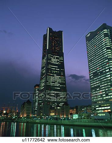 Landmark Tower at Night, Yokohama, Japan View Large Photo Image Stock Image - Landmark Tower at Night, Yokohama, Japan. Fotosearch