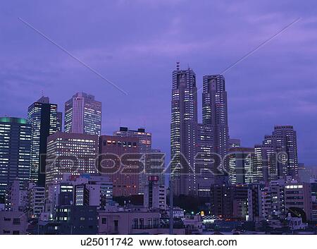 Stock Image - Night view in Tokyo. Fotosearch