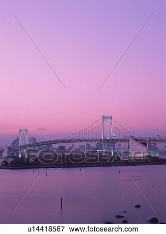 Rainbow bridge at night View Large Photo Image Stock Photo - Rainbow bridge at night. Fotosearch