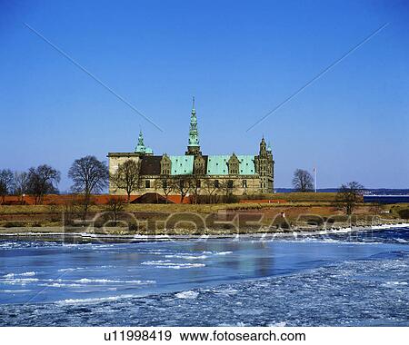 Stock Photo - Kronborg castle in winter, Denmark. Fotosearch