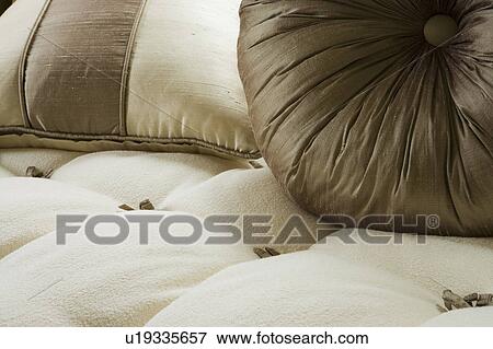 Stock Photo - Bed linens and pillows. Fotosearch