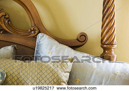 Elegant Bed Frame and Pillows View Large Photo Image Stock Photo - Elegant Bed Frame and Pillows. Fotosearch