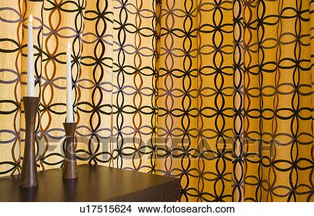 Patterned Curtain and Candles View Large Photo Image Picture - Patterned Curtain and Candles. Fotosearch