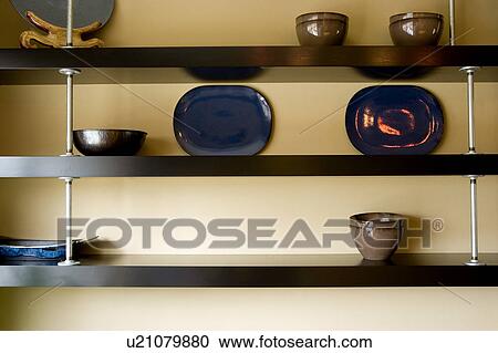 Contemporary Shelves with Colorful Plates View Large Photo Image Stock Image - Contemporary Shelves with Colorful Plates. Fotosearch