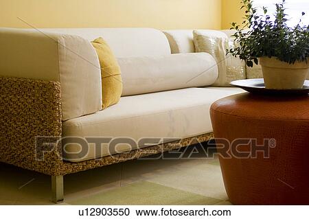Stock Image - Contemporary sofa in living room. Fotosearch