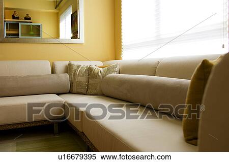 Contemporary sofa in living room View Large Photo Image Stock Photography - Contemporary sofa in living room. Fotosearch