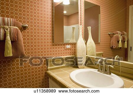 Stock Photo - Detail of contemporary powder room. Fotosearch