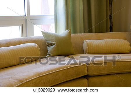 Stock Photo - Detail of Contemporary Suede Sofa. Fotosearch