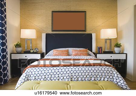 Stock Image - Interior of contemporary bedroom. Fotosearch
