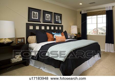Interior of contemporary bedroom View Large Photo Image Stock Photo - Interior of contemporary bedroom. Fotosearch