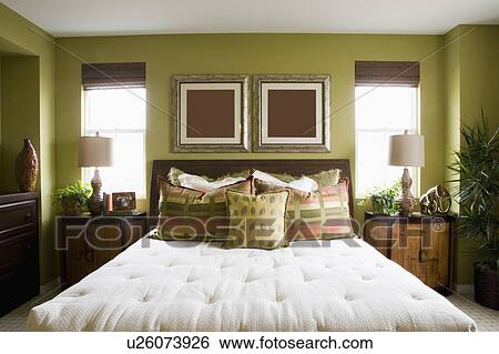 Stock Photograph - Interior of contemporary bedroom. Fotosearch