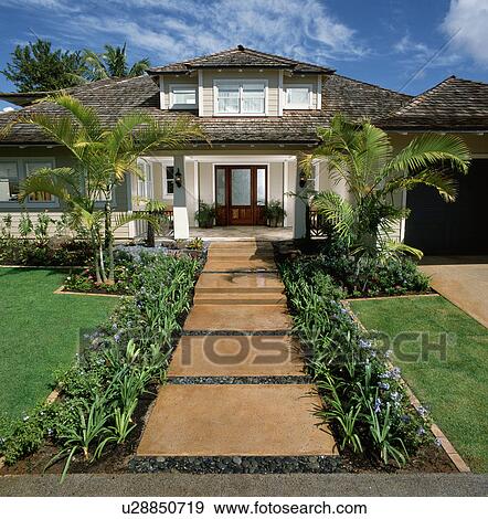 Front Exterior of contemporary coastal home View Large Photo Image Stock Photo - Front Exterior of contemporary coastal home. Fotosearch