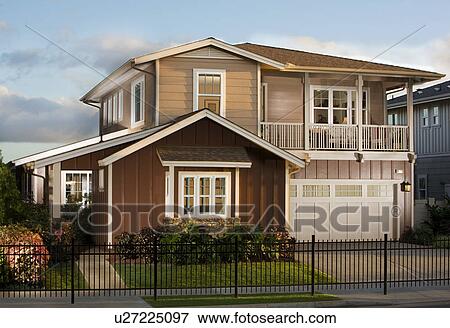 Stock Photo - Front Exterior of Craftsman Style Homw. Fotosearch