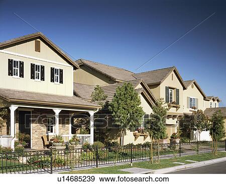 Front Exterior of Traditional American House View Large Photo Image Stock Photo - Front Exterior of Traditional American House. Fotosearch