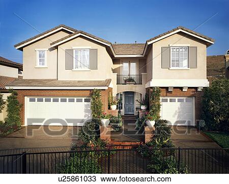 Front exterior of traditional home View Large Photo Image Stock Image - Front exterior of traditional home. Fotosearch
