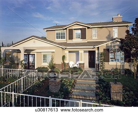 Front Exterior of Tradtional Home View Large Photo Image Stock Image - Front Exterior of Tradtional Home. Fotosearch