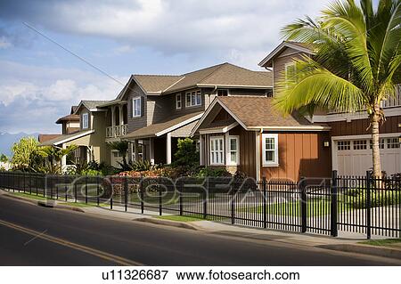 Stock Photo - Neighborhood of Tradtitiona American Homes. Fotosearch