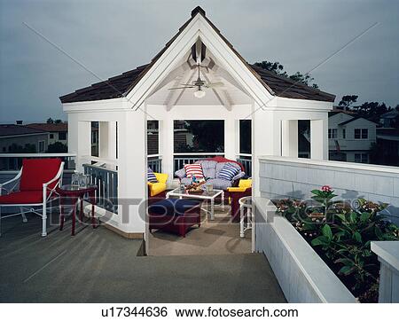 Rooftop patio with gazebo View Large Photo Image Stock Photograph - Rooftop patio with gazebo. Fotosearch