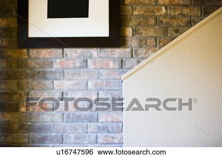 Brick wall along staircase View Large Photo Image Stock Photograph - Brick wall along staircase. Fotosearch