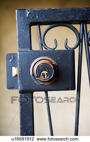 Stock Image - Detail of repainted lock. Fotosearch