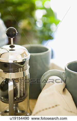 Stock Image - Glass Coffee Press. Fotosearch