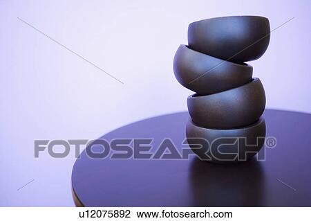 Stock Image - Stack of Wood Bowls. Fotosearch