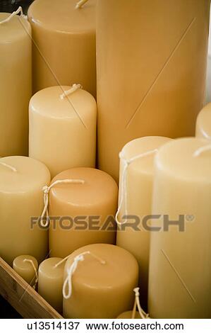Stock Photo - Tray of Pillar Candles. Fotosearch