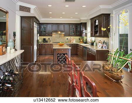 Stock Image - Contemporary kitchen in coastal home. Fotosearch