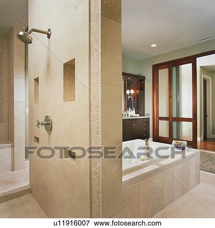 Elegant contemporary master bathroom View Large Photo Image Stock Photo - Elegant contemporary master bathroom. Fotosearch