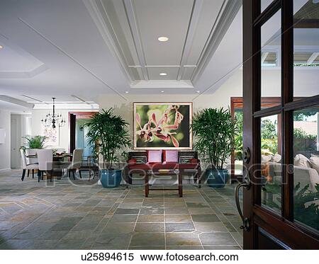 Large Contemporary Entryway in Coastal Home View Large Photo Image Stock Photography - Large Contemporary Entryway in Coastal Home. Fotosearch