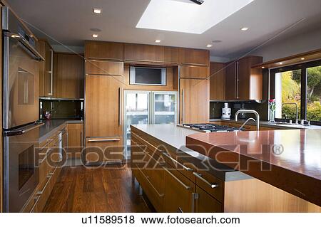 Stock Photo - Modern Kitchen with Hardwood Floors. Fotosearch