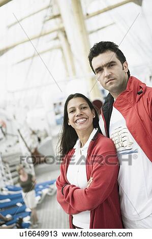 Portrait of a young couple on a passenger craft View Large Photo Image Stock Image - Portrait of a young couple on a passenger craft. Fotosearch