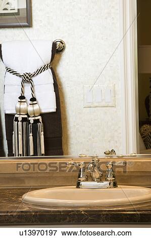 Bathroom Vanity and Towel View Large Photo Image Stock Photo - Bathroom Vanity and Towel. Fotosearch