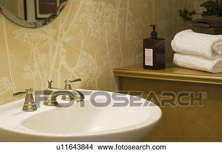 Contemporary Bathroom with Pedestal Sink View Large Photo Image Picture - Contemporary Bathroom with Pedestal Sink. Fotosearch