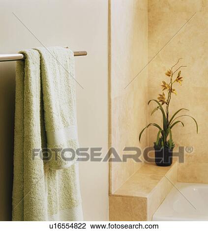 Stock Image - Contemporary Bathroom with Towel. Fotosearch