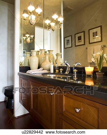 Stock Image - Traditional powder room. Fotosearch